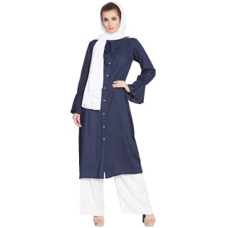 Long Kurti with bell sleeves- Blue
